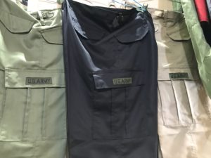 "U.S. ARMY" stitched into military-style pants. I saw merchandise like this for sale all over the country | Scenes from our Iran road trip | VincePerfetto.com